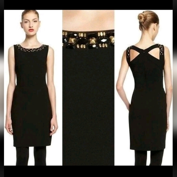Dkny Dresses & Skirts - DKNY Black Mini Dress with Gold Accents Size 6